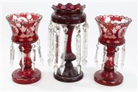Lot 157 - Pair of 19th century ruby overlay glass...
