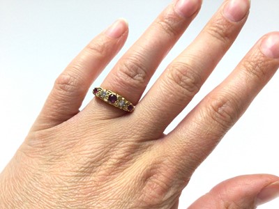 Lot 154 - Victorian style 18ct gold ruby and diamond five stone ring