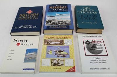 Lot 793 - Aviation Interest - collection of books, several signed, with a De-Havilland Gypsy Queen workshop manual and the Royal Aeronautical Society Centenary Journal 1966 (16 books)