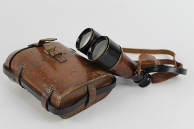 Lot 792 - Pair of First World War British military binoculars by J&B Green Ltd. Model Mark V special H 1918, in original case, both marked with serviceman's number W14541 & Crows Foot. New carrying strap