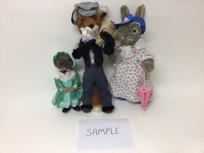 Lot 1946 - Fabric Character Animals in three boxes. Made by a crafter. These are not toys.