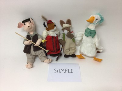 Lot 1946 - Fabric Character Animals in three boxes. Made by a crafter. These are not toys.