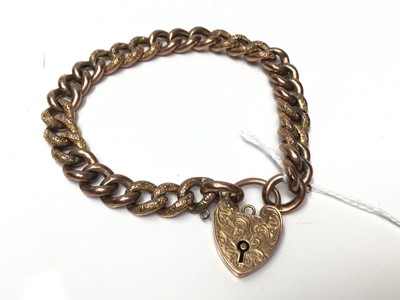 Lot 161 - 9ct rose gold curb link bracelet with padlock clasp
