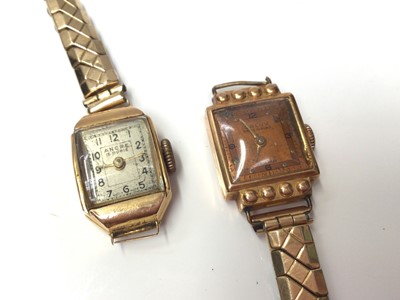 Lot 166 - Two vintage 18ct gold cased wristwatches, both on plated expandable bracelets