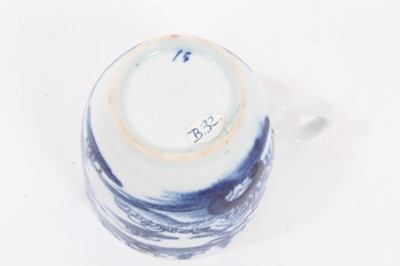 Lot 211 - 18th century Bow blue and white coffee cup, circa 1758