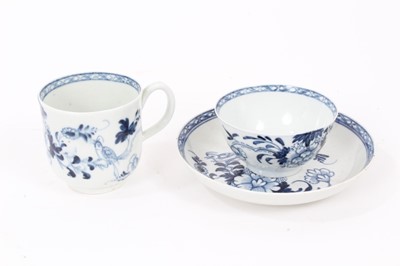 Lot 212 - 18th century Liverpool blue and white teabowl, coffee cup and saucer, circa 1760