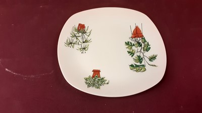 Lot 1211 - Midwinter Stylecraft Zambeze pattern coffee pot and plate, together with another nine Midwinter plates including Tonga, Savanna, Patio, Elstee, Bolero, Flower Mist etc