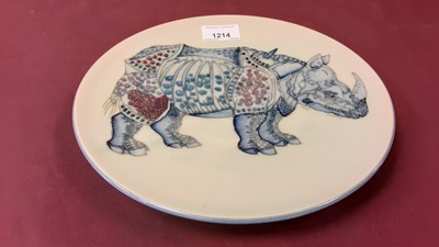 Lot 1214 - Sally Tuffin for Dennis China Works Rhinoceros plate, No 7, 24.5cm diameter