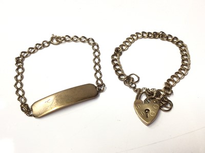 Lot 174 - 9ct gold identity bracelet and 9ct gold bracelet with padlock clasp