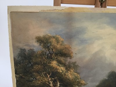 Lot 86 - A. Marlow 19th century watercolour laid on card - extensive landscape with shepherds and their sheep, signed and dated [18]'85