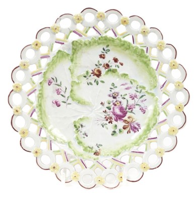 Lot 225 - 18th century Derby plate, with pierced border, circa 1758