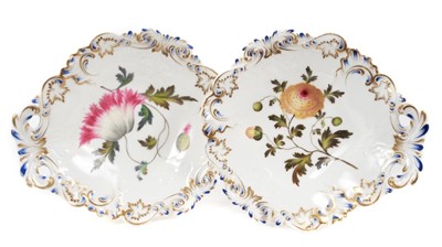 Lot 227 - A pair of George Grainger botanical shell shaped dishes, circa 1835-40