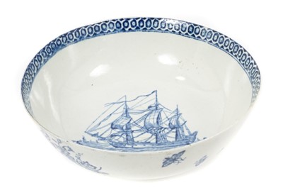 Lot 229 - Rare 18th century Pennington Liverpool shipping bowl, circa 1780-85