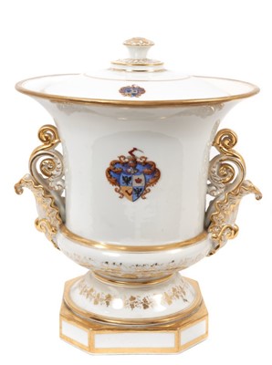 Lot 230 - 19th century French Jacob Petit large armorial vase and cover, circa 1850