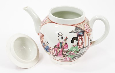 Lot 231 - 18th century Worcester teapot and cover, polychrome painted in Chinese style, circa 1770