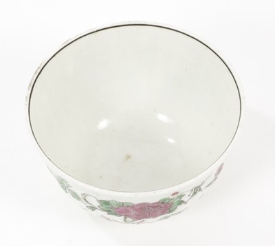 Lot 233 - 18th century Worcester ribbed tea bowl, printed and painted with geese, circa 1756-58