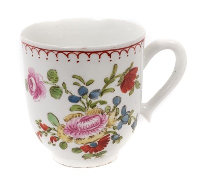 Lot 238 - 18th century Bow polychrome floral coffee cup, circa 1760-65