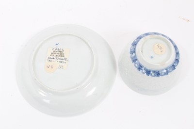 Lot 240 - 18th century Worcester moulded blue and white tea bowl and saucer, circa 1755. Provenance; Godden Reference Collection