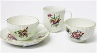 Lot 178 - 18th century Worcester fluted polychrome tea...