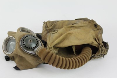 Lot 765 - Second World War gas mask in satchel bag, named to Chester City Police Officer Fred Lloyd.