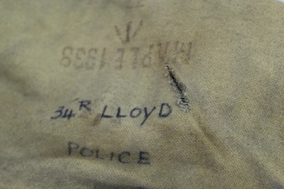 Lot 786 - Second World War gask mask in satchel bag, named to Chester City Police Officer Fred Lloyd.