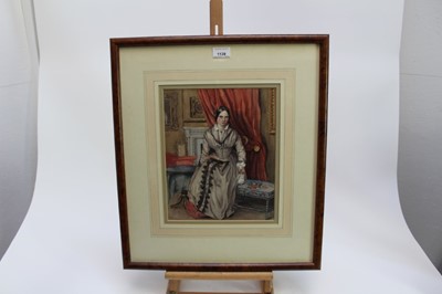 Lot 1139 - English School, 19th century, watercolour - portrait of a lady watercolour painting, 31cm x 25cm, in glazed frame Provenance: The Whitbread Family, Southill Park, Bedfordshire