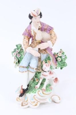 Lot 195 - Derby figure of a shepherd playing a pipe, circa 1815-20