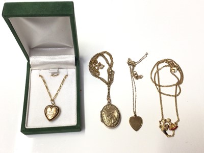 Lot 183 - Four 9ct gold pendants on 9ct gold chains
