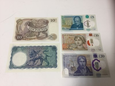 Lot 502 - G.B. - Mixed banknotes to include signatures L.K. O'Brien £5 series "B" (February 1957) Helmeted Britannia issue prefix A32 UNC and J.B. Page £10 prefix M05 (N.B. Replacement note) series "D" (Febr...