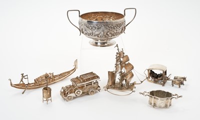 Lot 333 - Collection of Dutch and other novelty silver and white metal