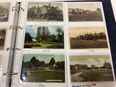 Lot 1452 - Postcrds Frinton on Sea Collection in Album including street scenes some real photographic, multiviews, beach scenes, games on the beach, families, Frinton lifeboat, sheep on the green, town views,...