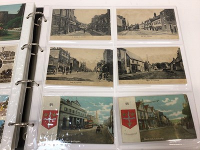 Lot 1453 - Postcards Colchester Collection in Album including heraldic, street scenes, landmarks, multiviews, early vignettes, some real photographic and other cards.