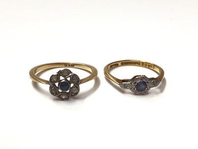 Lot 276 - Two early 20th century 18ct gold sapphire and diamond rings