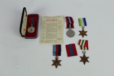 Lot 796 - Second World War and later medal group comprising 1939-1945 Star, Atlantic Star, Italy Star and War Medal and together with an Elizabeth II Imperial Service Medal