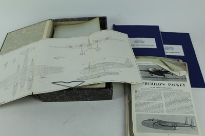 Lot 803 - Interesting collection of reproduced Second World War and later aircraft blueprints, together with two reproduced ring bound files of aircraft silhouettes circa. 1948 (1 box file)