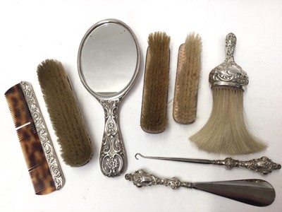 Lot 203 - Group silver backed dressing table items