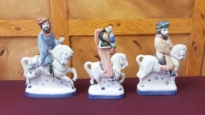 Lot 1230 - Six Rye pottery figures depicting characters from the Canterbury Tales