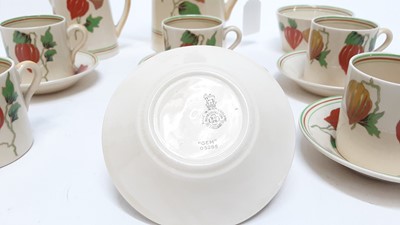 Lot 1232 - Royal Doulton 16 piece Art Deco coffee set, Gem pattern D5285