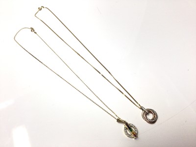 Lot 211 - 14ct gold rainbow pendant on chain and a diamond set pendant on chain