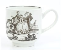 Lot 194 - 18th century Worcester Hancock printed coffee...