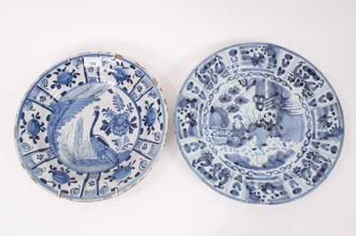 Lot 182 - Early 18th century Dutch delft dish, in the Kraak style with peacock