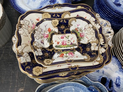 Lot 152 - Collection of 19th century floral painted tablewares, together with blue and white tablewares