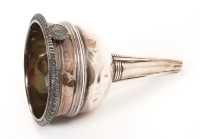 Lot 415 - George III silver wine funnel, with damage