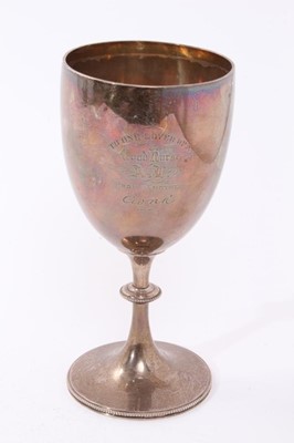 Lot 416 - Victorian silver goblet, inscribed "To one lover of a good horse from another"