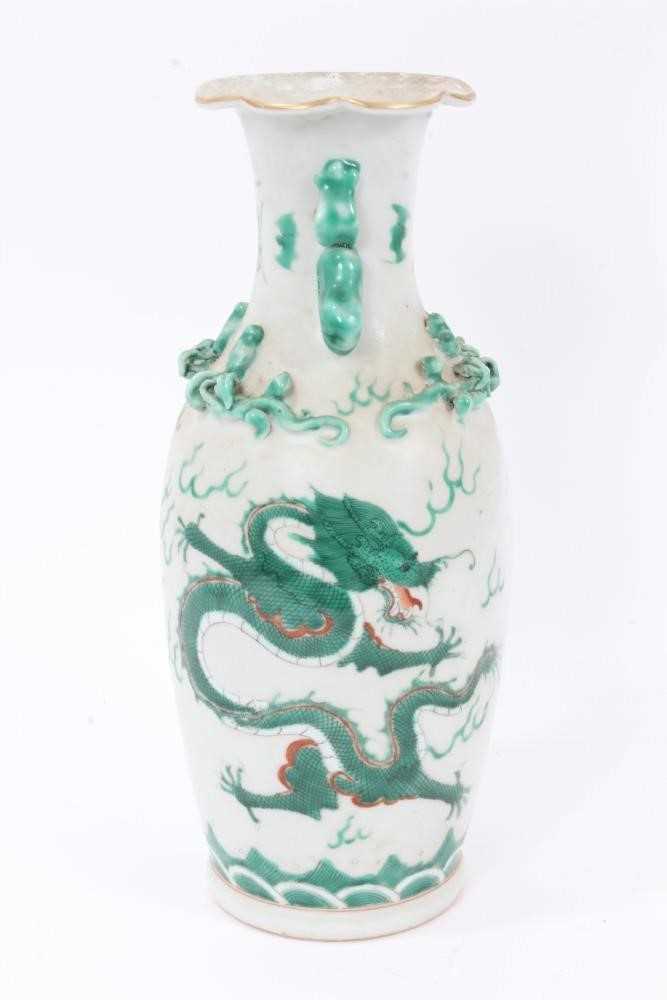 Lot 290 - Chinese green enamelled vase