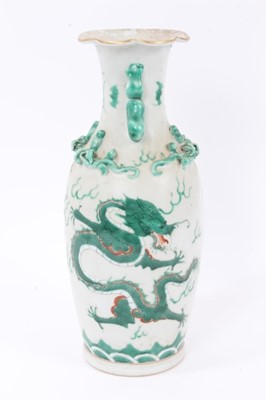 Lot 290 - Chinese green enamelled vase