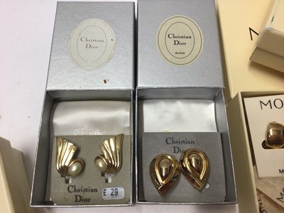 Lot 282 - Ladies Rodania 9ct gold wristwatch on 9ct gold bracelet in box, two pairs of Christian Dior earrings and various costume jewellery