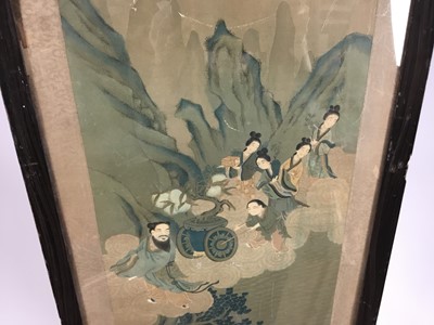 Lot 129 - Chinese print depicting figures - image 28cm x 71cm, framed