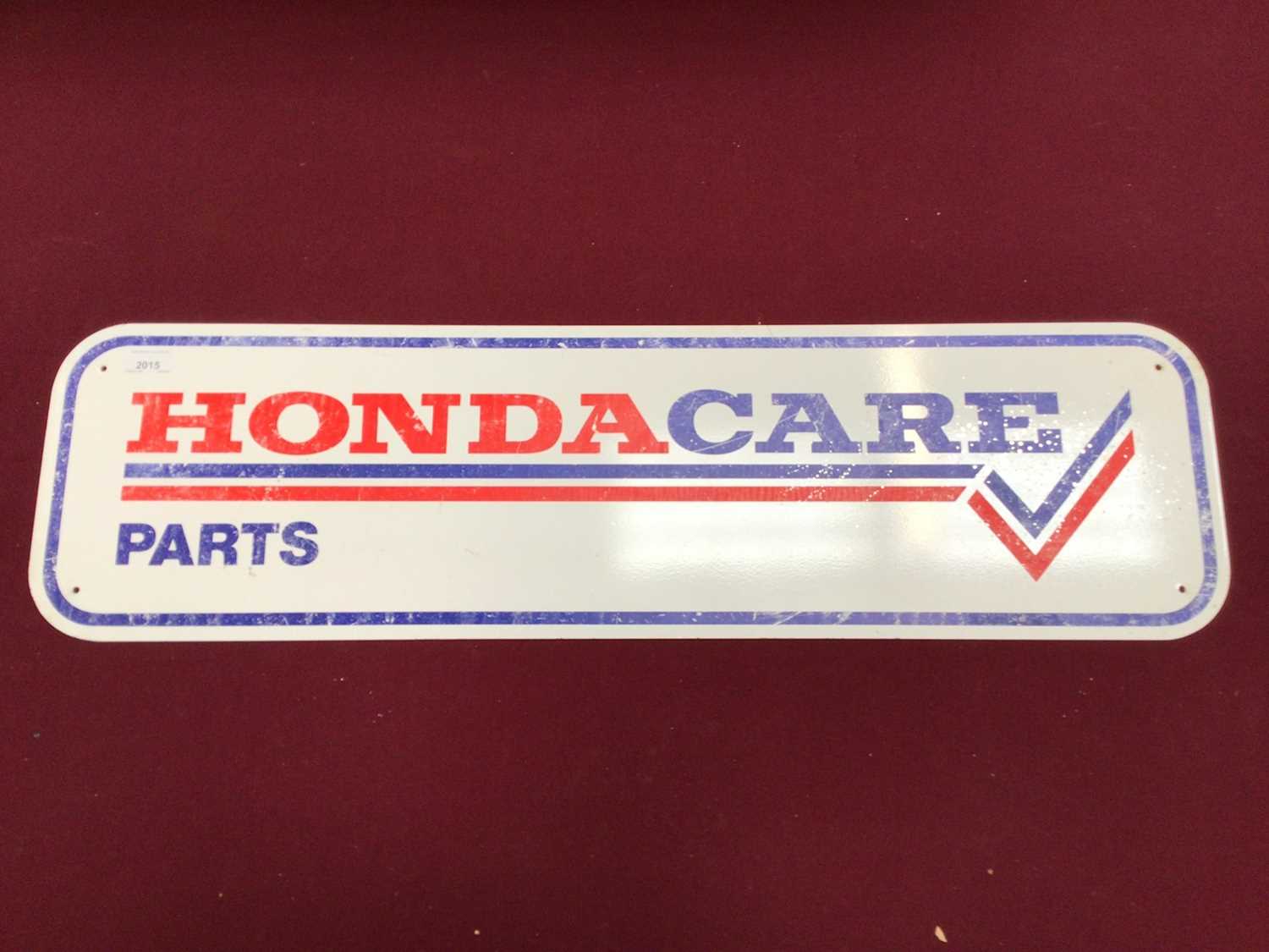 Lot 2015 - Honda Hondacare parts garage sign