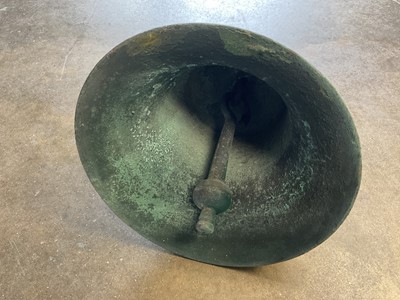 Lot 2616 - 19th century cast bronze or bell metal church bell, dated 1804, 32cm high